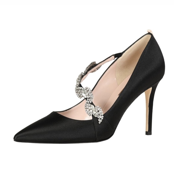 SJP Noelle Black Satin Pump - Picture 1 of 4